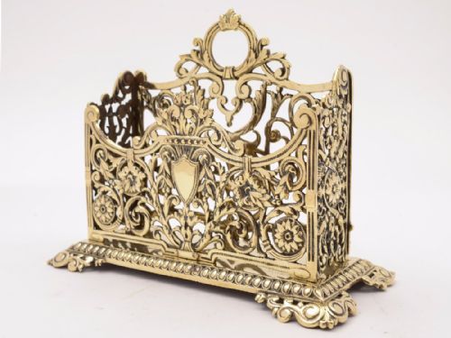 Victorian Brass Letter/document Rack, Circa 1880