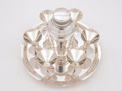 fig 1. Art Deco Silver Plated Cocktail Set, Circa 1930