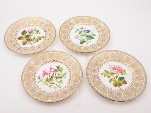 Set of 4 Victorian Dessert Plates, Circa 1890