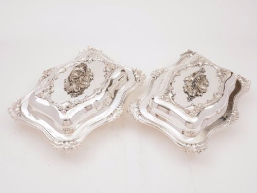 Pair of Victorian Silver Plated Entree Dishes, Circa 1890