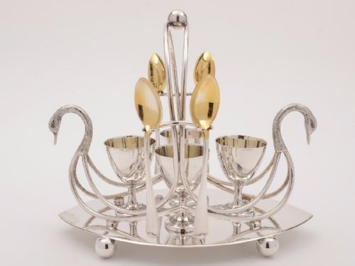 Novelty Swan Silver Plated Egg Cruet, Circa 1900