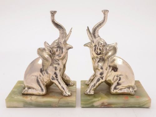 Pair of Art Deco Elephant Bookends, Circa 1930