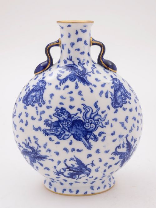 Blue and White China Vase, Circa 1900