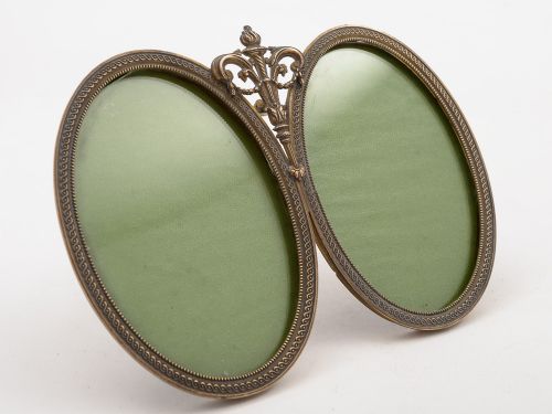 French Brass Double Photo Frame, Circa 1920