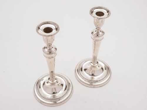 fig 1. Pair of Tall Silver Candlesticks, London 1912