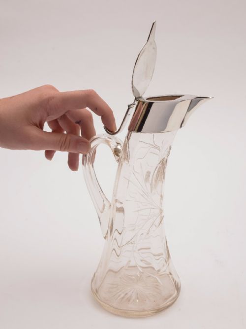 fig 1. Arts & Crafts Glass Claret Jug, Circa 1910