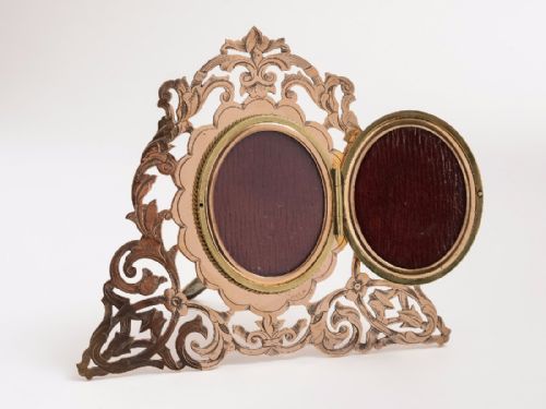 Victorian Cupid Double Photo Frame , Circa 1880