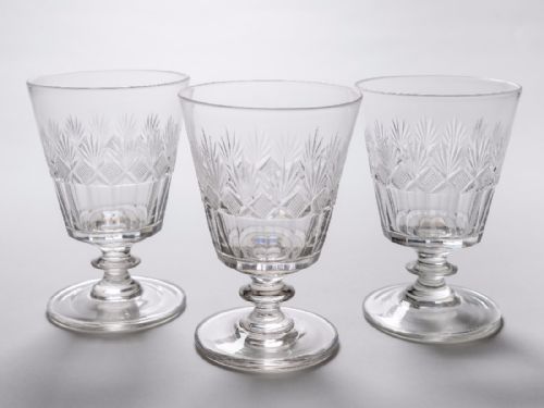 Set of 3 Cut Glass Bucket Rummers, Circa 1825