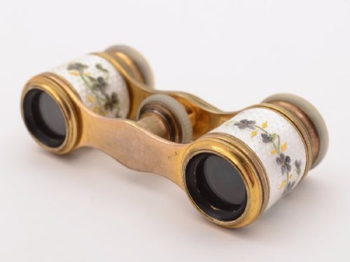 Edwardian Brass and Enamelled Opera Glasses, Circa 1905