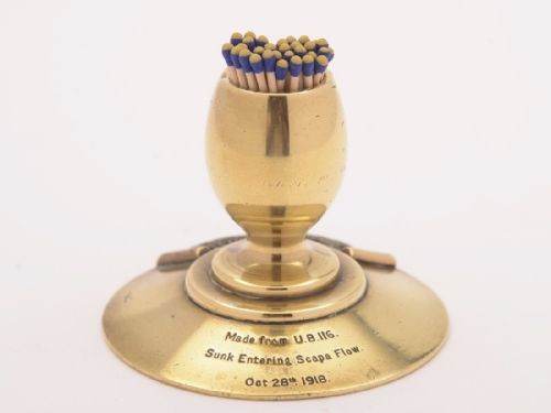 Brass Matchstriker Made from German U Boat 116, 1918