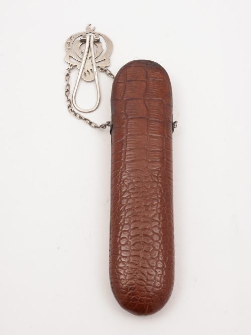 fig 1. Crocodile Leather and Silver Glasses Case