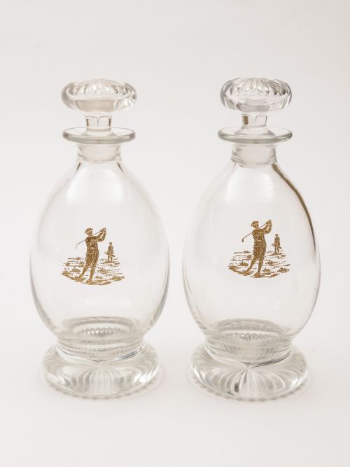 Pair of Edwardian Golfing Decanters, Circa 1905
