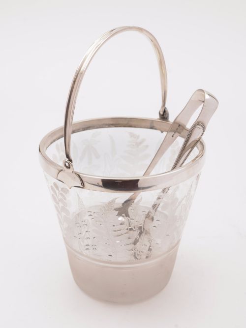 20th Century Glass and Silver Plated Ice Bucket, Circa 1920
