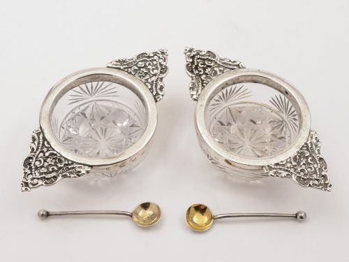fig 1. Pair of Victorian Silver Salts, Birmingham 1895