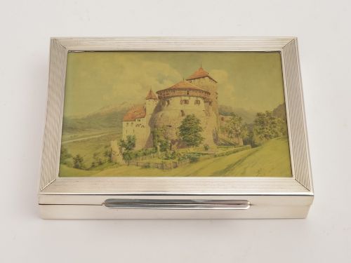 fig 1. German Silver and Glass Card Box, Circa 1930