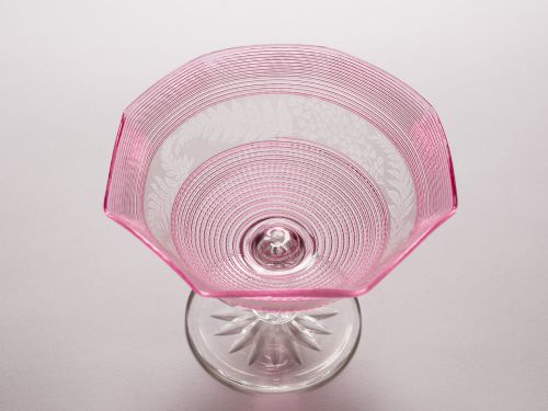 Cranberry Threaded Glass Sweetmeats Dish, Circa 1890