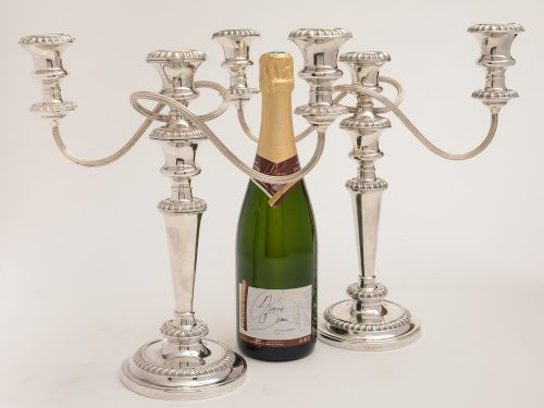 fig 1. Pair of Metamorphic Silver Plated Candelabras, Circa 1920