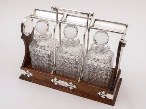 fig 1. Victorian Three Bottle Tantalus, Circa 1890