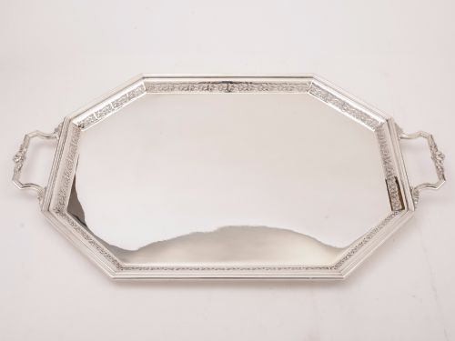 Edwardian Silver Plated Hexagonal Tray, Circa 1905