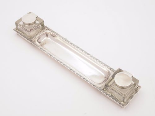 Asprey Silver Double Ink Stand, Birmingham 1917