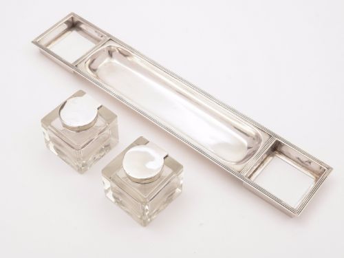 fig 1. Asprey Silver Double Ink Stand, Birmingham 1917