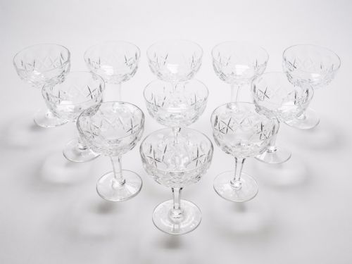 Set of 11 Cut Glass Champagnes, Circa 1910