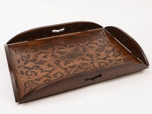 Edwardian Carved Walnut Butlers Tray, Circa 1905