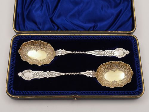 fig 1. Pair of Victorian Silver Serving Spoons, Sheffield 1892