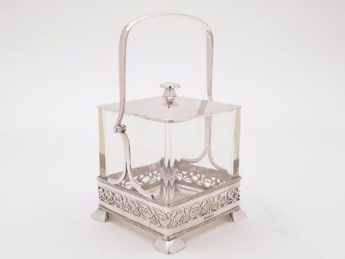 Silver Plated and Glass Cookie/biscuit Box, Circa 1920