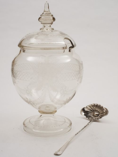 fig 1. Large Etched Glass Continental Punch Bowl, Circa 1880