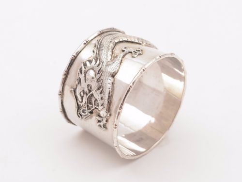 Chinese Canton Silver Napkin Ring, Circa 1900