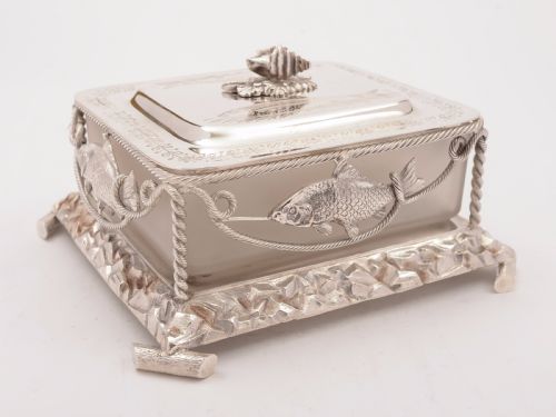 fig 1. Victorian Novelty Silver Plated Butter Dish, Circa 1880