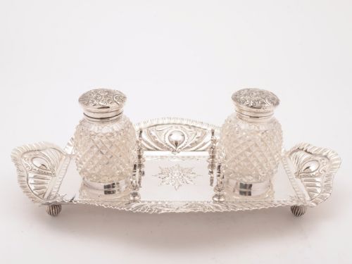 Victorian Silver Plated Double Ink Stand, Circa 1890