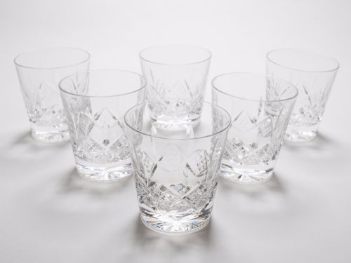 Set of 6 Cut Glass Whiskey Glasses, Circa 1920
