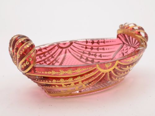 Regency Cranberry Glass Bon Bon Dish, Circa 1830