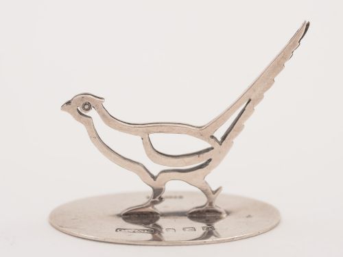 Silver Pheasant Menu Holder, Birmingham 1913