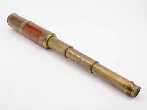 fig 1. Brass & Mahogany Three Draw Telescope