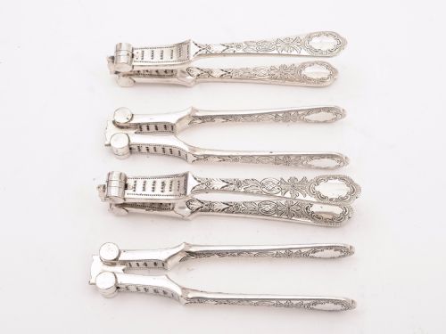 fig 1. Boxed Set of 4 Victorian Silver Plated Nutcrackers