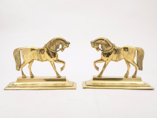 Pair of Victorian Brass Horse Ornaments, Circa 1880