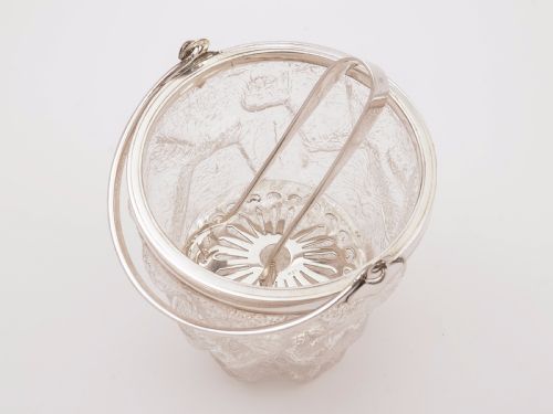 fig 1. Glass and Silver Plated Ice Bucket, Circa 1930