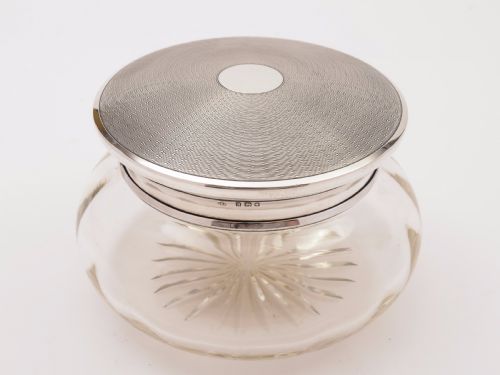 Art Deco Silver Topped Jar, London 1922
