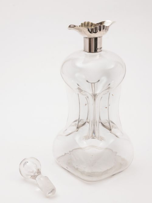 fig 1. Edwardian Silver Topped Glug Glug Decanter, London 1901