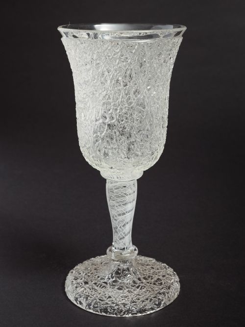 Victorian Crackle Glass Goblet, Circa 1890