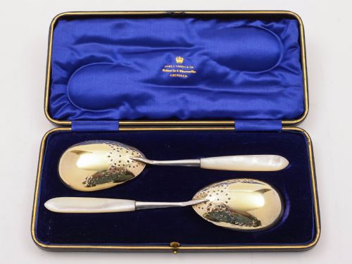 fig 1. Edwardian Cased Pair of Serving Spoons, Circa 1905