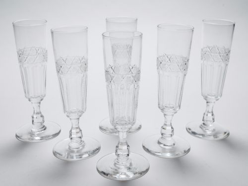 Edwardian Set of 6 Champagne Flutes, Circa 1905
