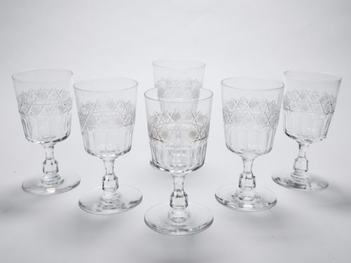 Set of 6 Edwardian Wine Glasses, Circa 1905
