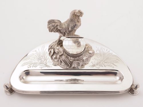 Victorian Novelty Silver Plated Ink Stand, Circa 1880