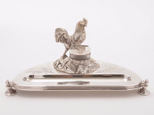 fig 1. Victorian Novelty Silver Plated Ink Stand, Circa 1880