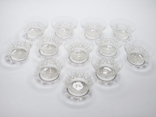 Edwardian Set of 12 Cut Glass Finger Bowls, Circa 1905