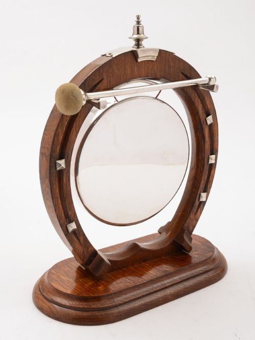 Victorian Horseshoe Shaped Oak Dinner Gong, Circa 1890